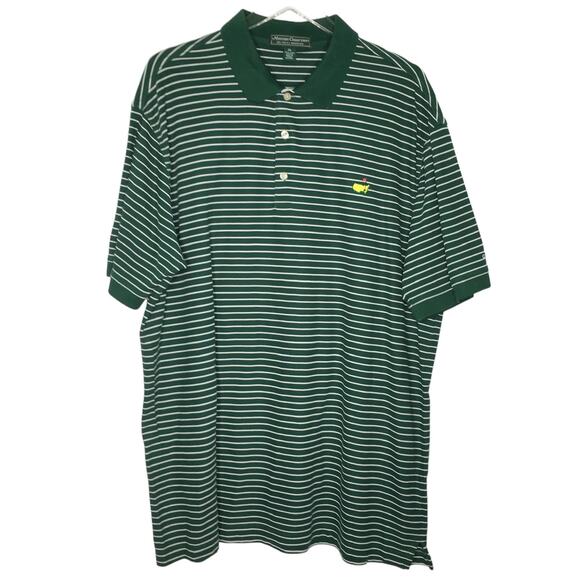 Masters Collection XL Mens Green Striped Golf Polo Pima Cotton Short Sleeve - Picture 1 of 10